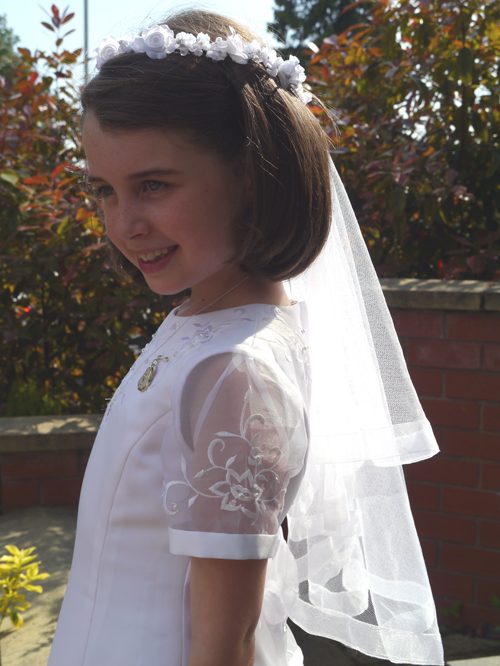 First communion organza ribbon veil