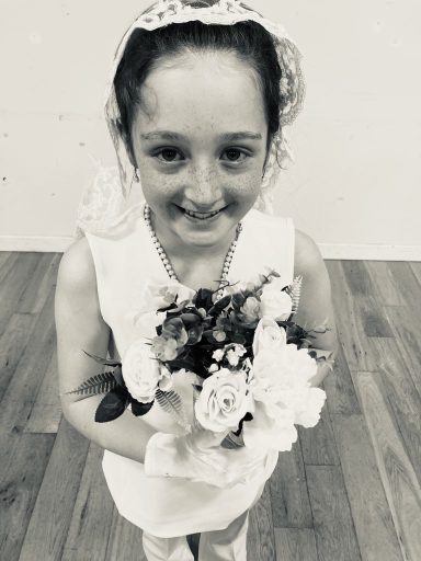 A 24" "Mairi" lace mantilla style veil A mantilla style communion veil