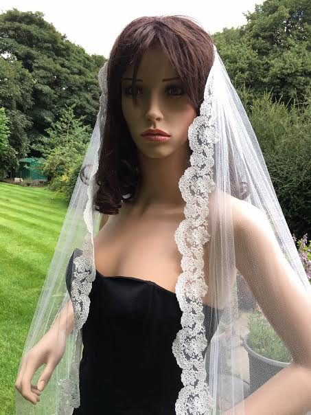 silk lace bridal veil