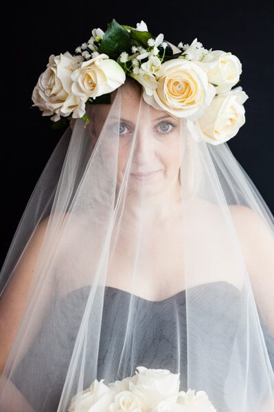 A vintage flower crown and veil