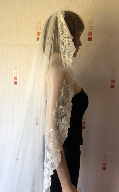 silk lace bridal veil