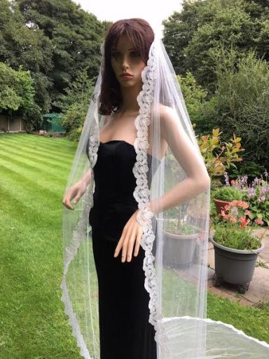 silk lace bridal veil