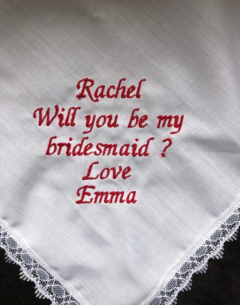 A lace bridesmaids embroidered hankie.